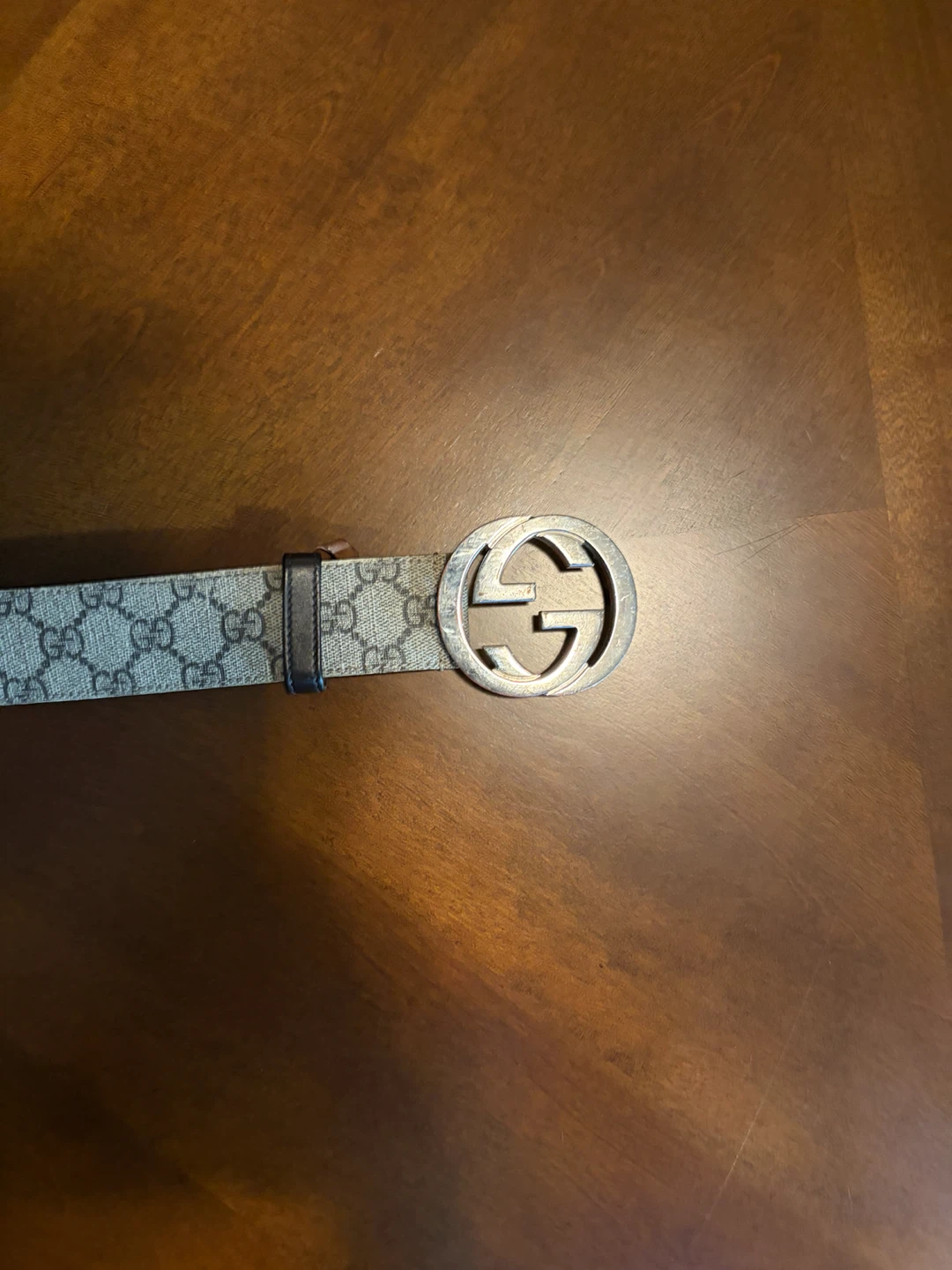 Gucci GG Monogram Belt with Silver Buckle