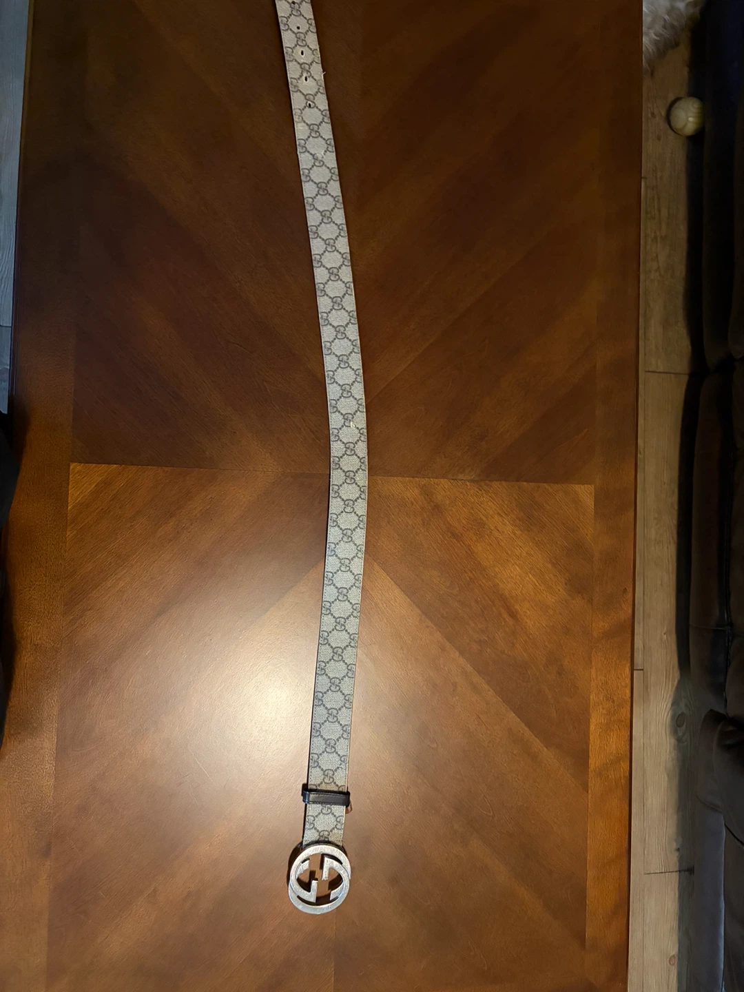 Gucci GG Monogram Belt with Silver Buckle - photo 2