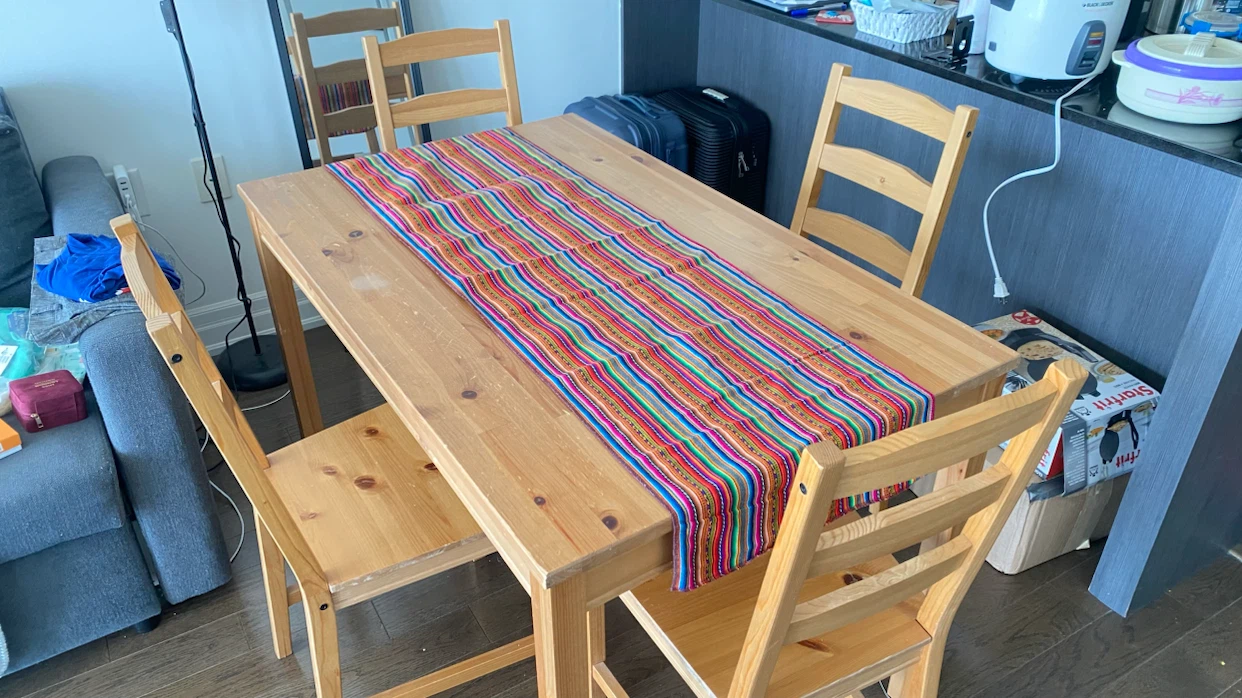 Wooden Dining Table with Chairs (Set of 4)