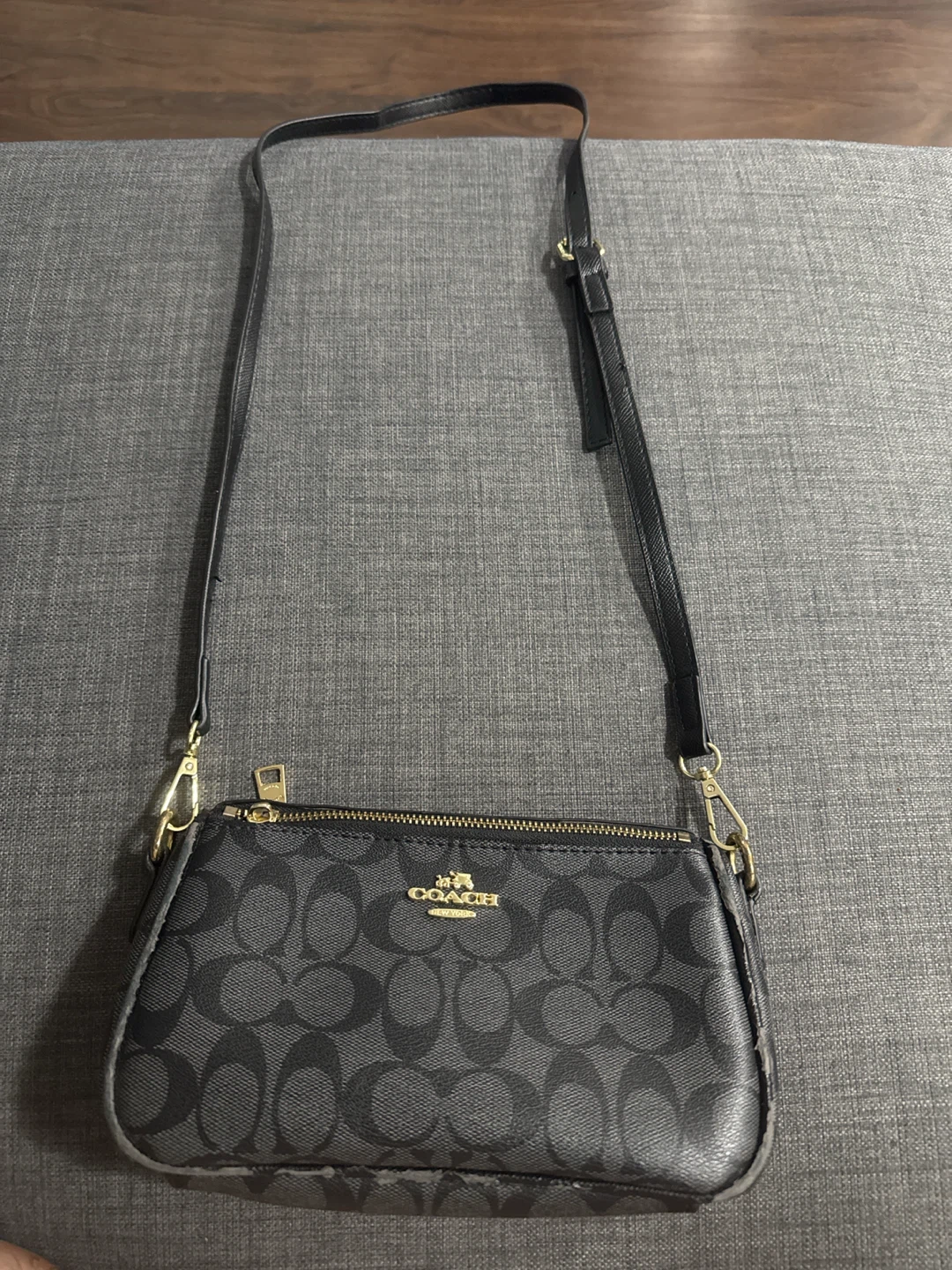 Coach Signature Monogram Wristlet/Crossbody Bag