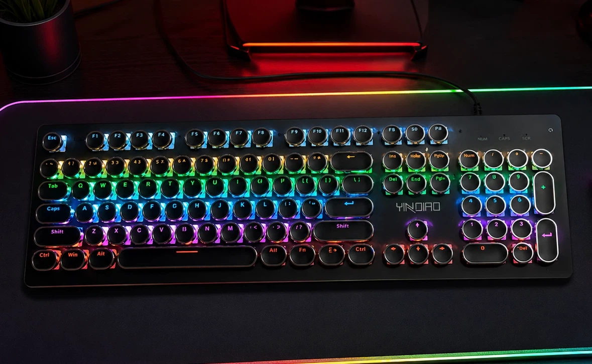 YIN DIAO Retro Mechanical Keyboard with RGB Backlighting
