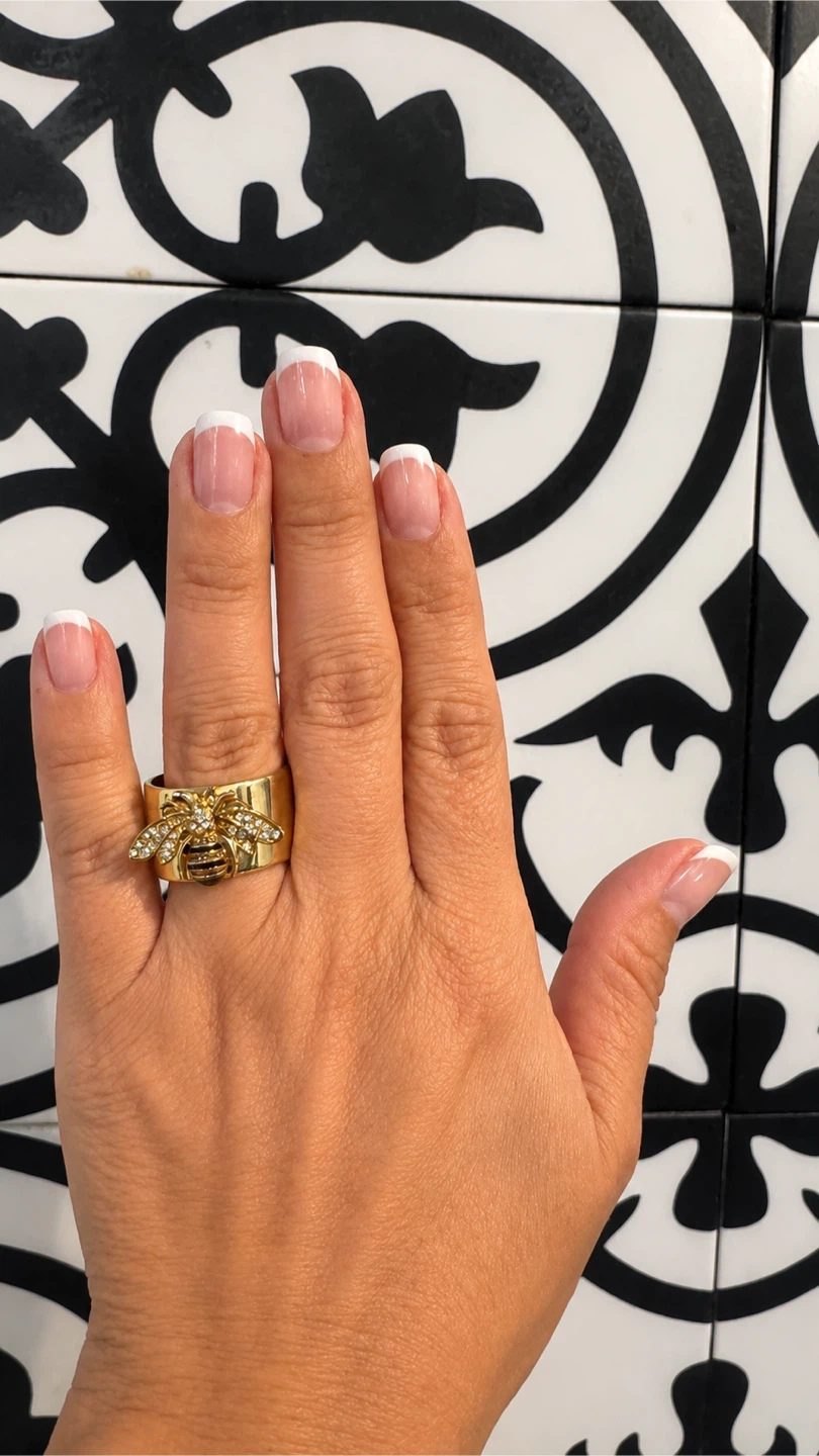Gold Bee Ring with Rhinestones