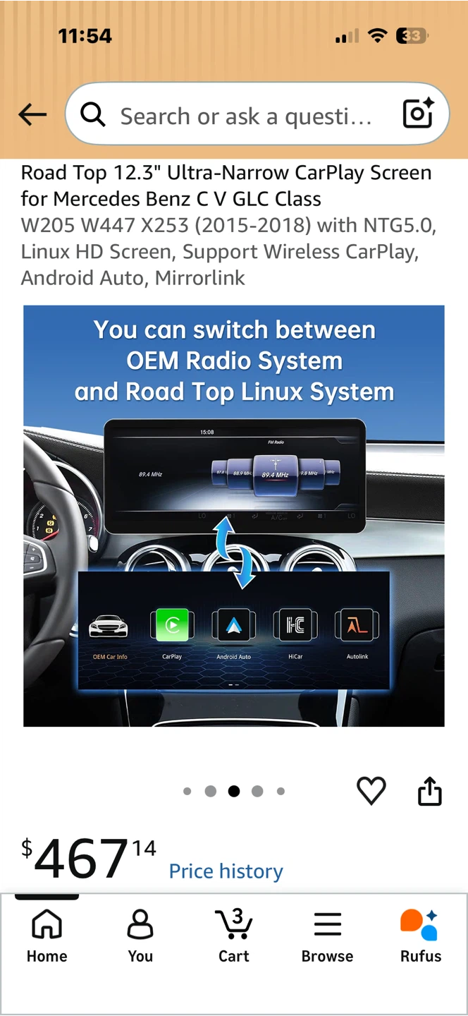 Road Top 12.3" CarPlay Screen for Mercedes Benz W205 W447 X253 - photo 5