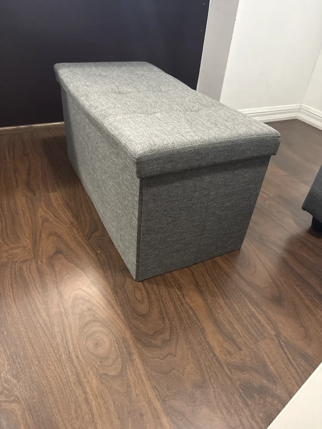 Grey Fabric Storage Ottoman Bench - photo 2