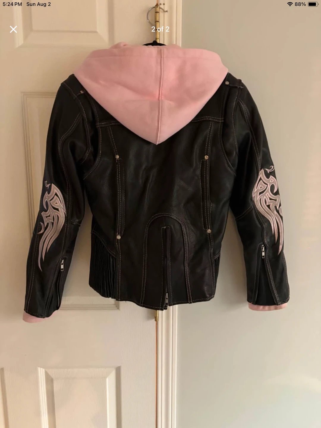 Cruiser by Sofra Leather Jacket with Pink Hoodie - photo 2
