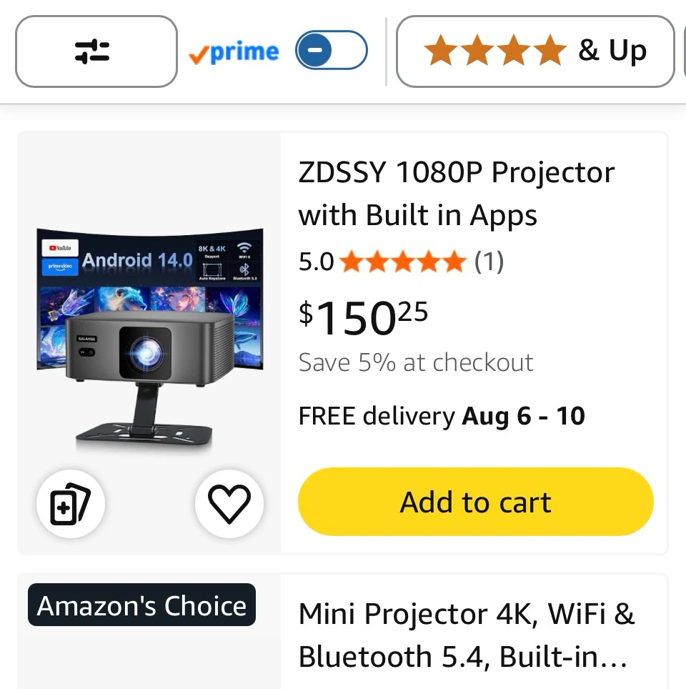 ZDSSSY 1080P Projector with Built-in Apps