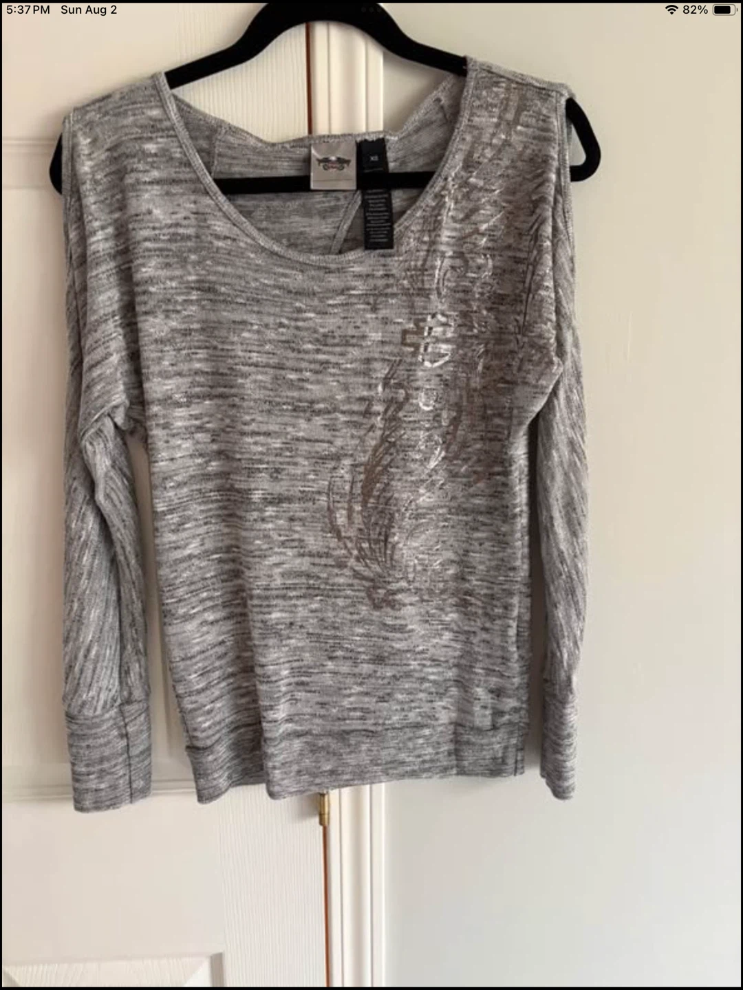 Harley-Davidson Grey Cold Shoulder Cutout Sweater