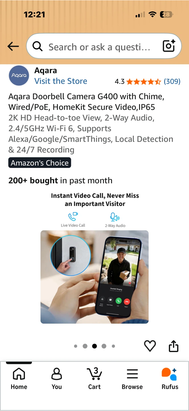 Aqara Doorbell Camera G400 with Chime - photo 4