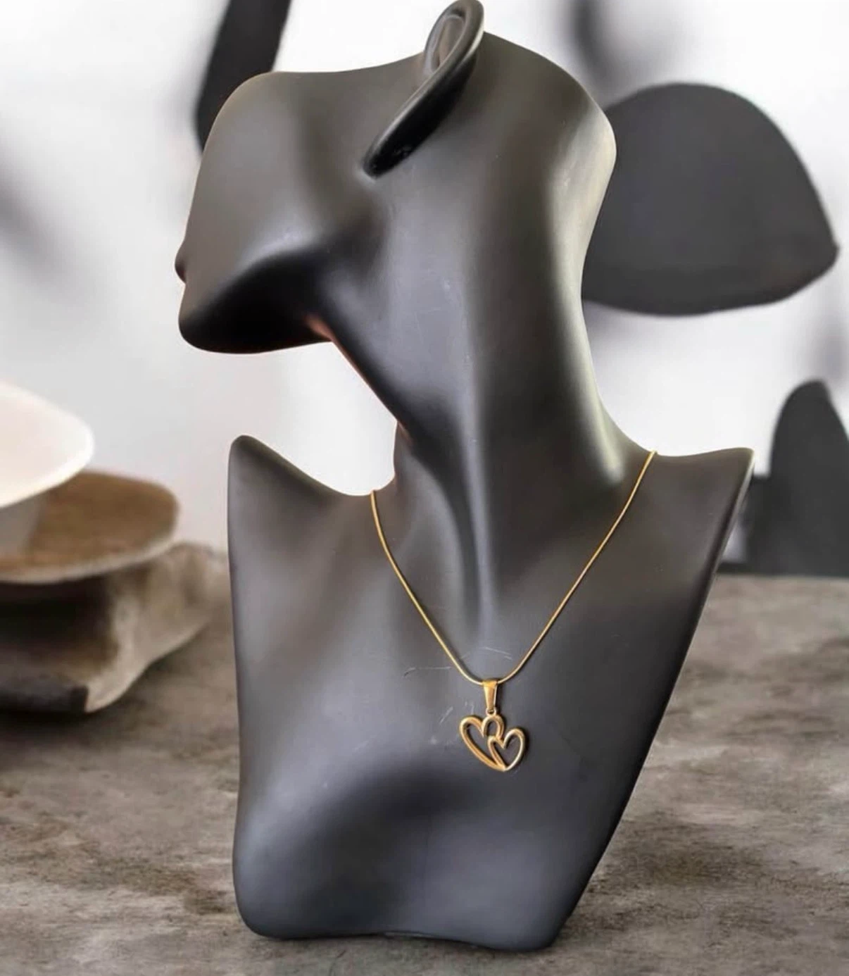 Gold Tone Double Heart Necklace - photo 2