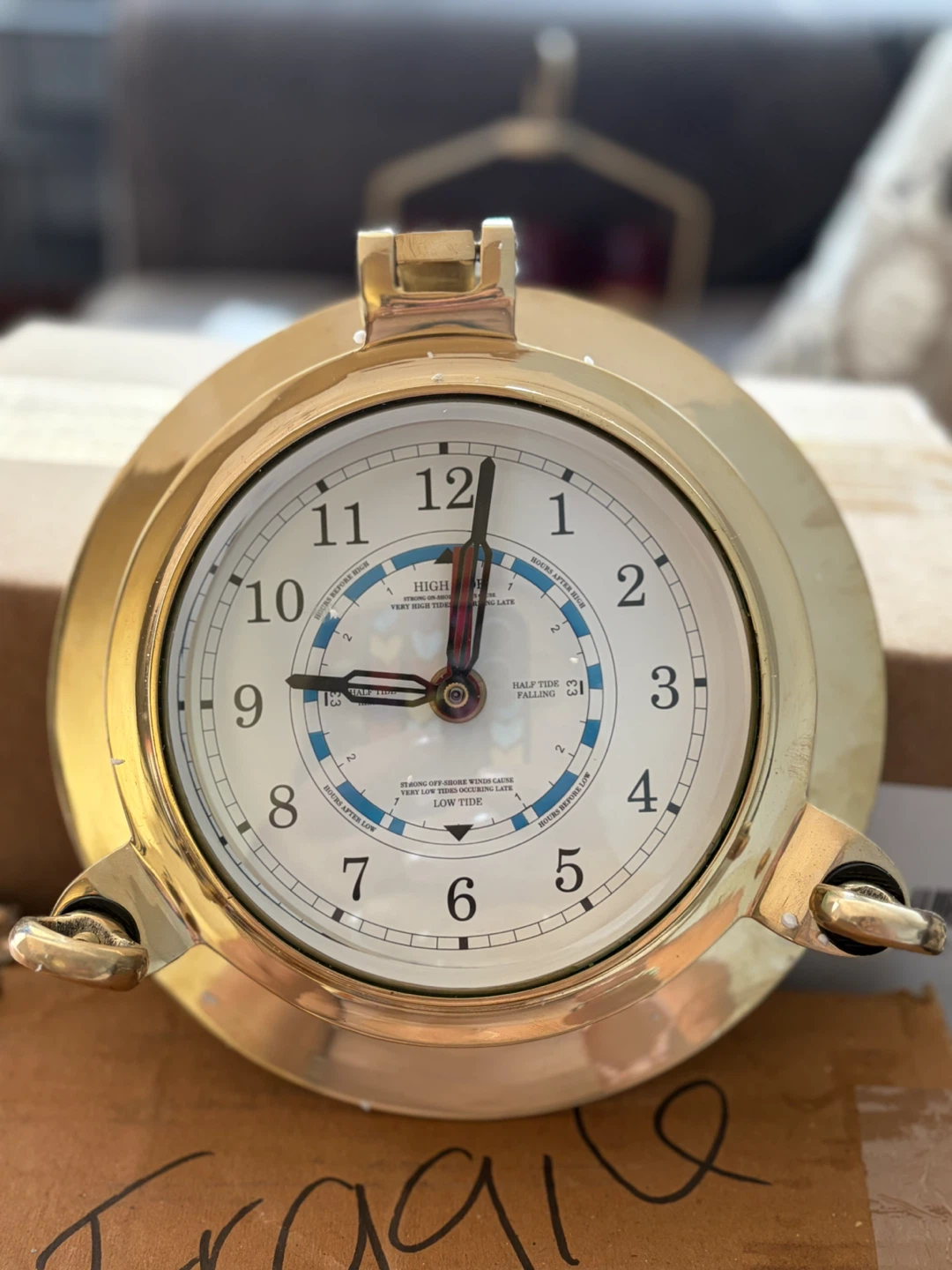 Solid Brass Porthole Time & Tide Wall Clock (9") - photo 2