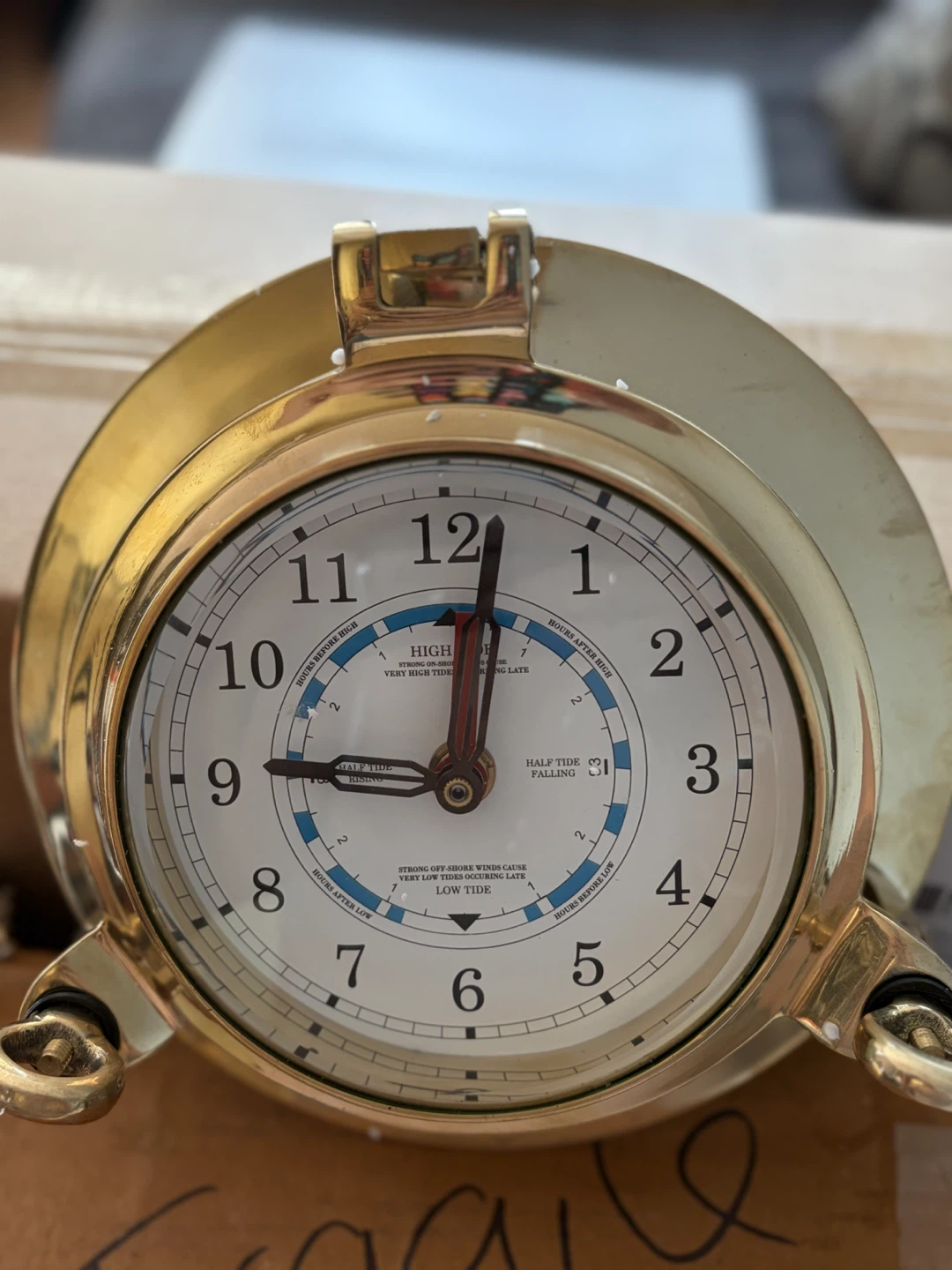 Solid Brass Porthole Time & Tide Wall Clock (9") - photo 3