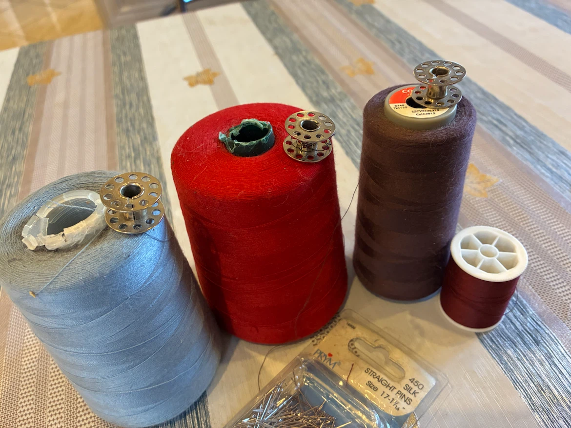 Sewing Thread Spools and Pins