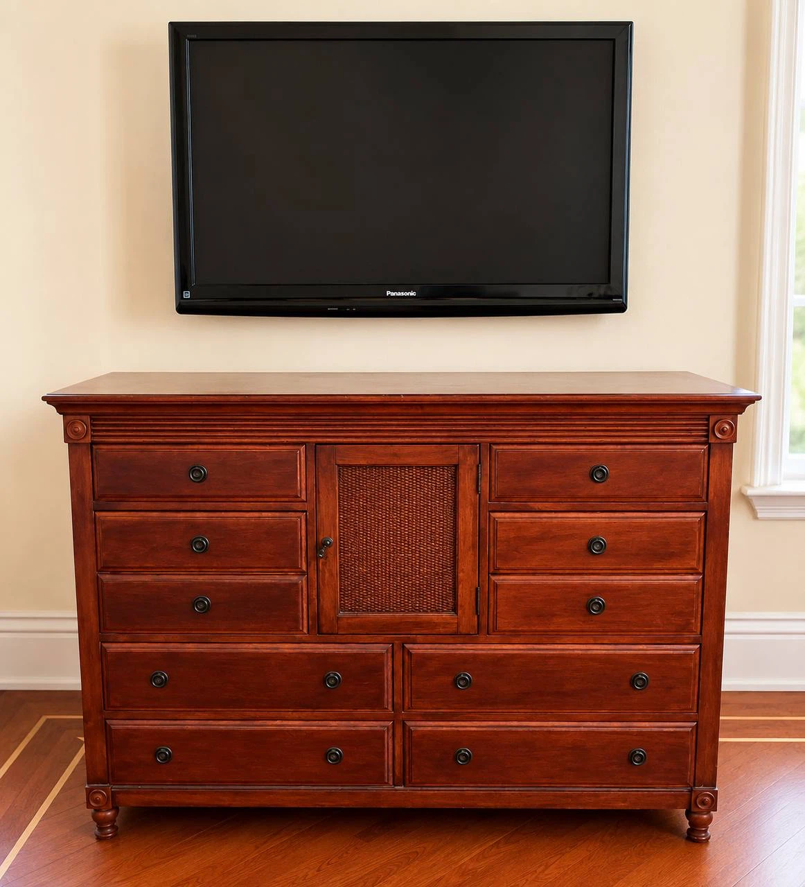 PAIR of Wooden Dressers with Woven Center Panel