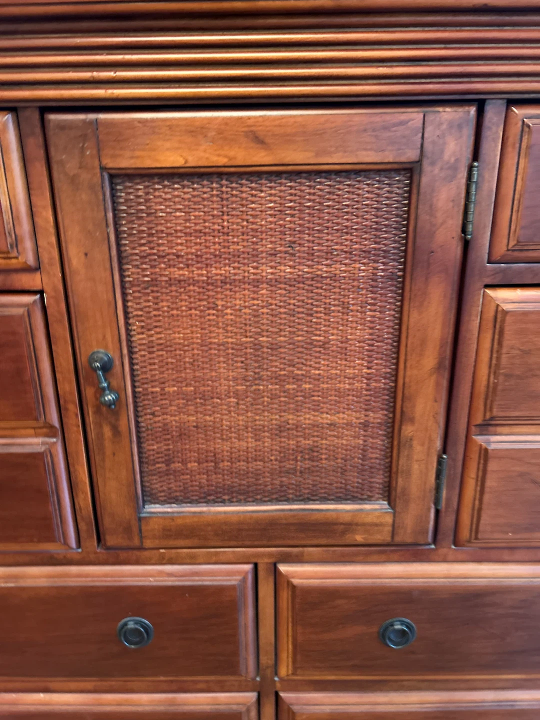 PAIR of Wooden Dressers with Woven Center Panel - photo 3