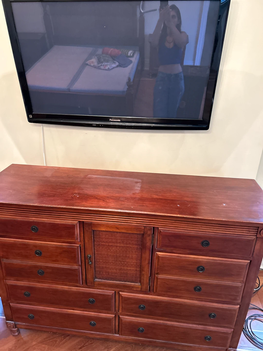 PAIR of Wooden Dressers with Woven Center Panel - photo 4