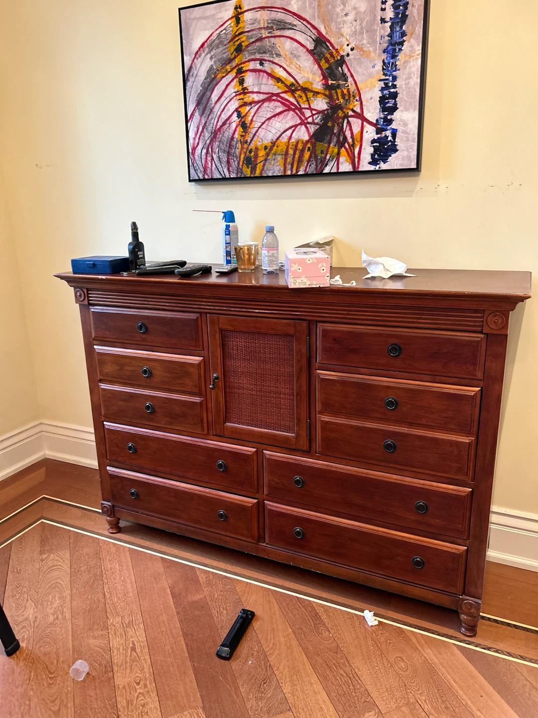 PAIR of Wooden Dressers with Woven Center Panel - photo 5
