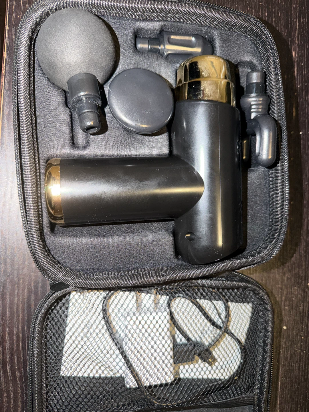 Black Percussion Massager with Attachments