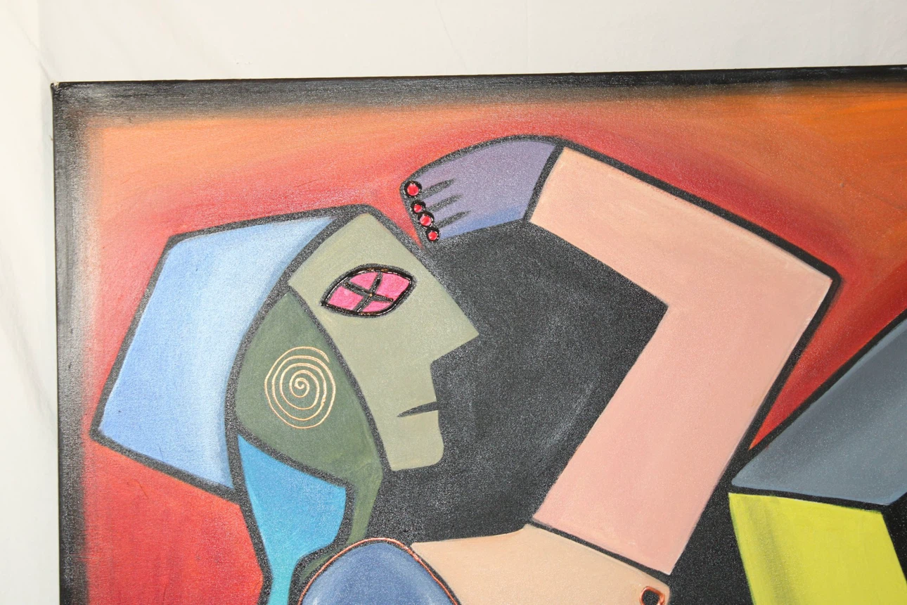 Original Michael Perez Cubist Nude Painting Signed 2011 - photo 2