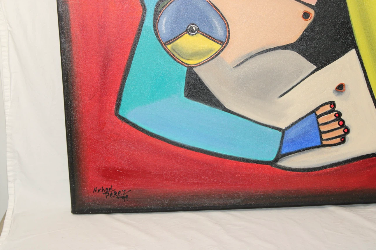 Original Michael Perez Cubist Nude Painting Signed 2011 - photo 5