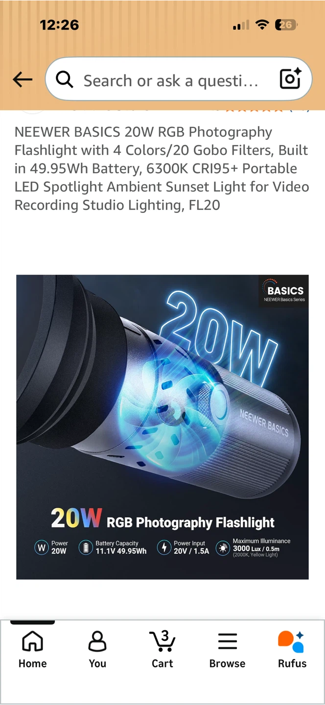 Neewer Basics 20W RGB Photography Flashlight - photo 3