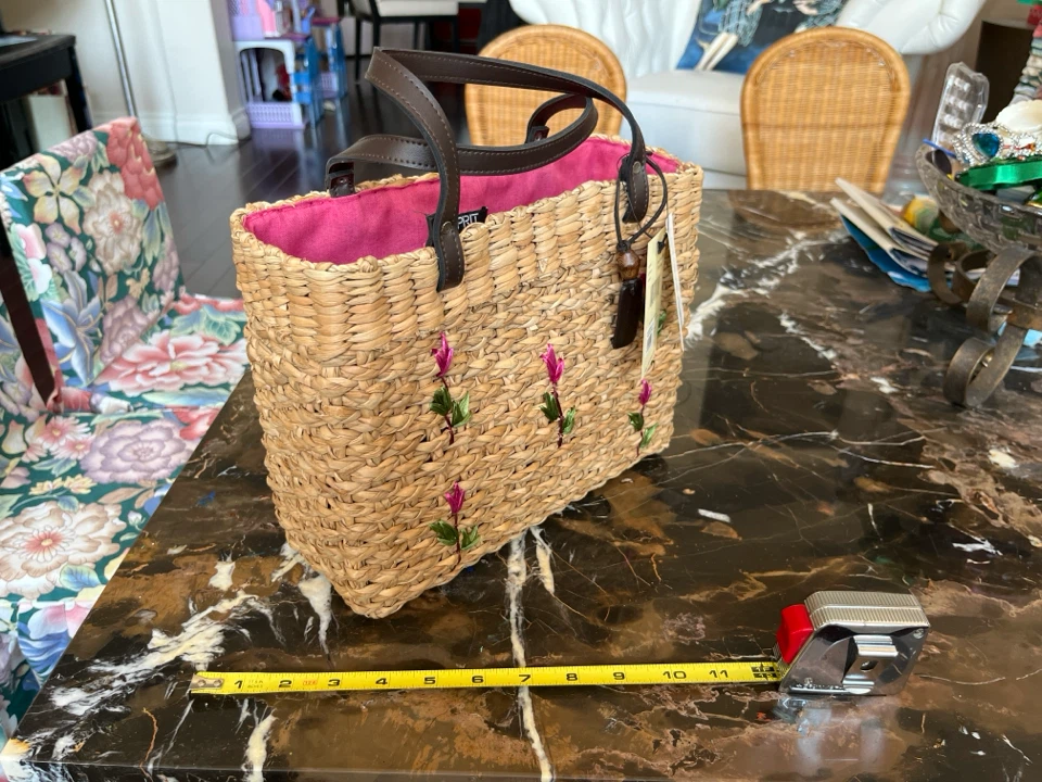 Esprit Straw Tote Bag with Floral Embroidery - photo 3