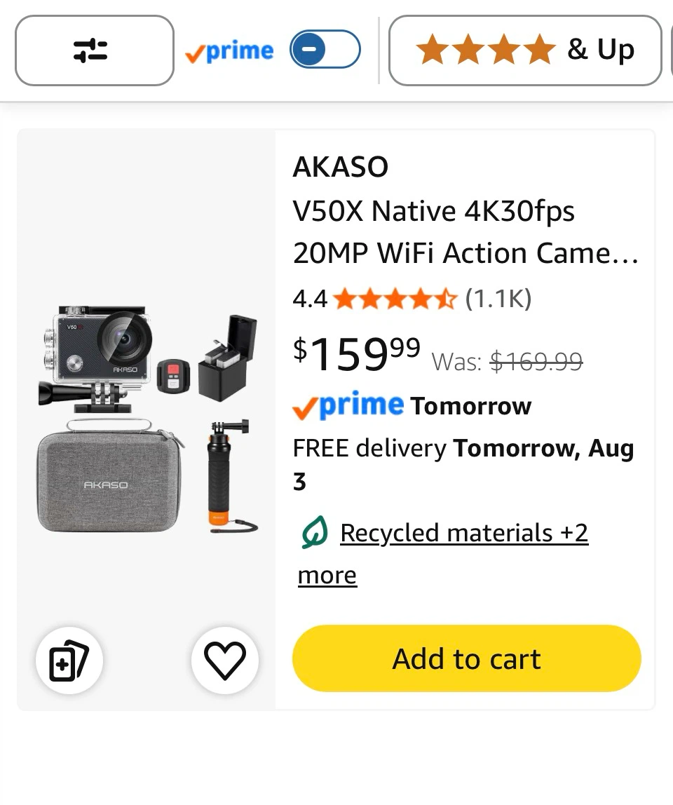 AKASO V50X Native 4K30fps 20MP WiFi Action Camera