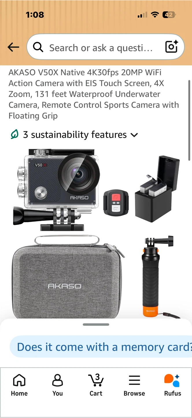 AKASO V50X Native 4K30fps 20MP WiFi Action Camera - photo 2