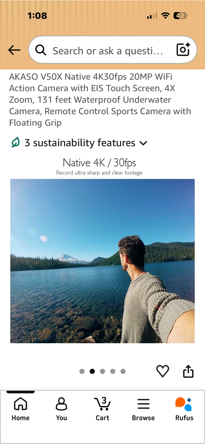 AKASO V50X Native 4K30fps 20MP WiFi Action Camera - photo 3