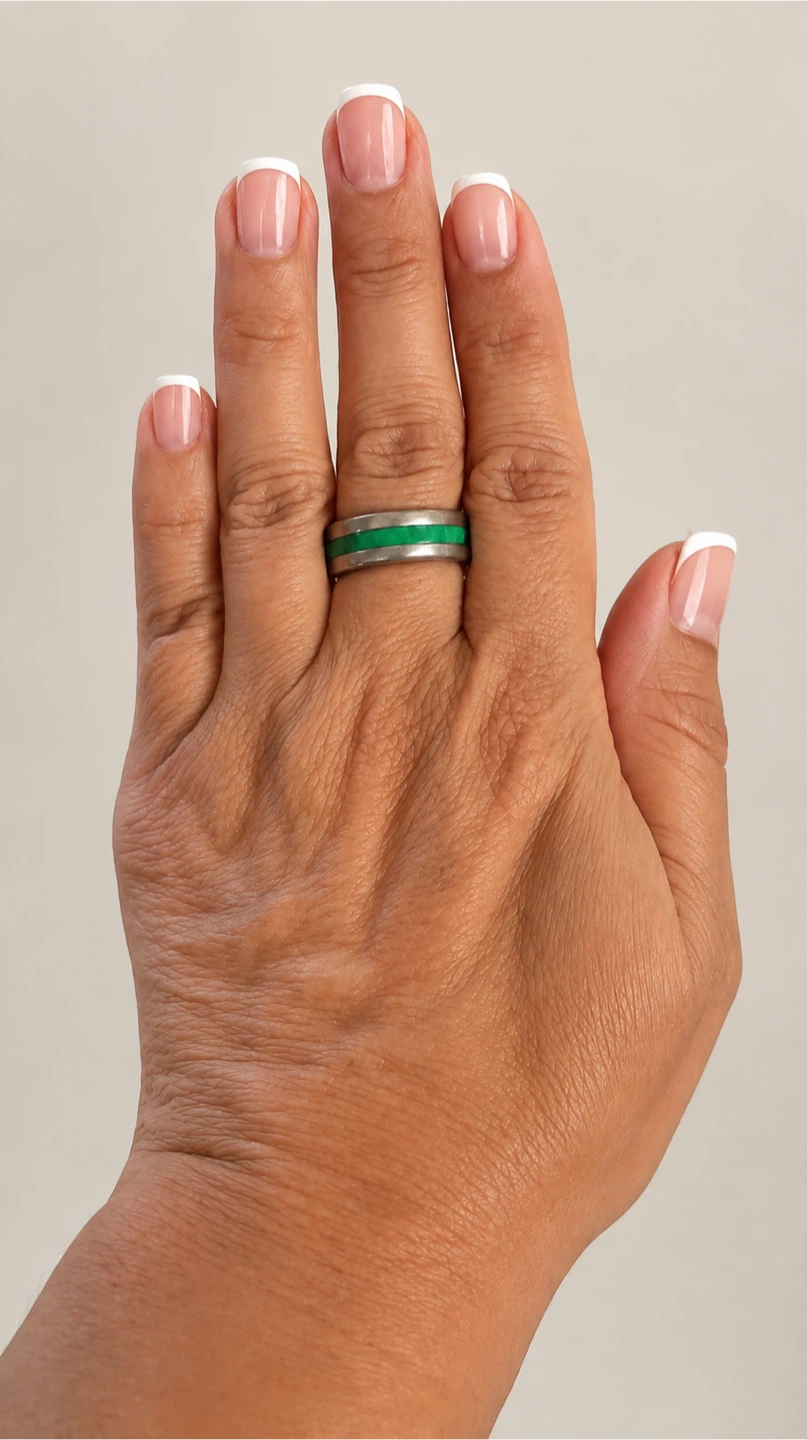 Green inlay band ring - photo 2