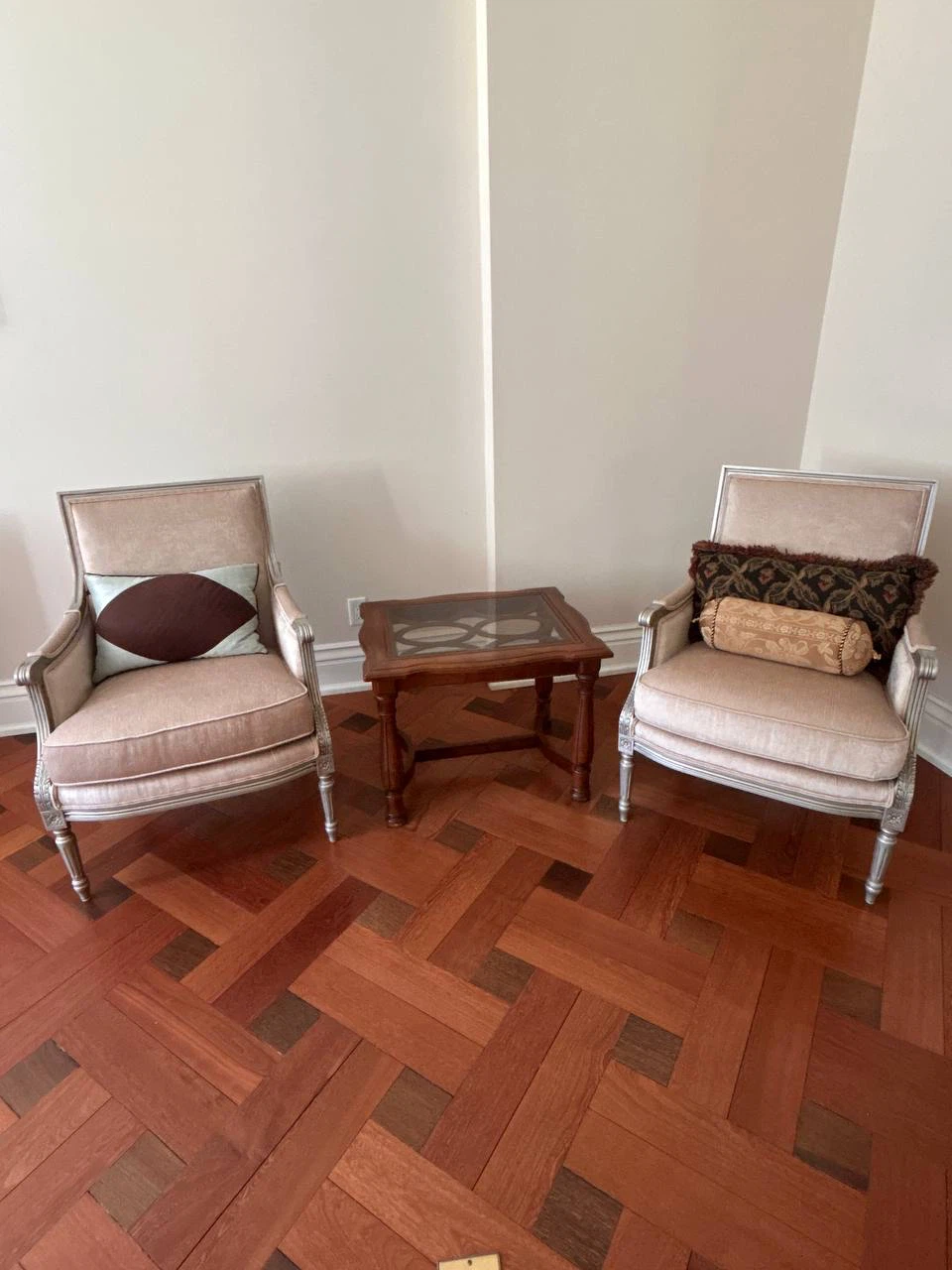 Pair of Louis XVI Style Armchairs with Paisley Upholstery