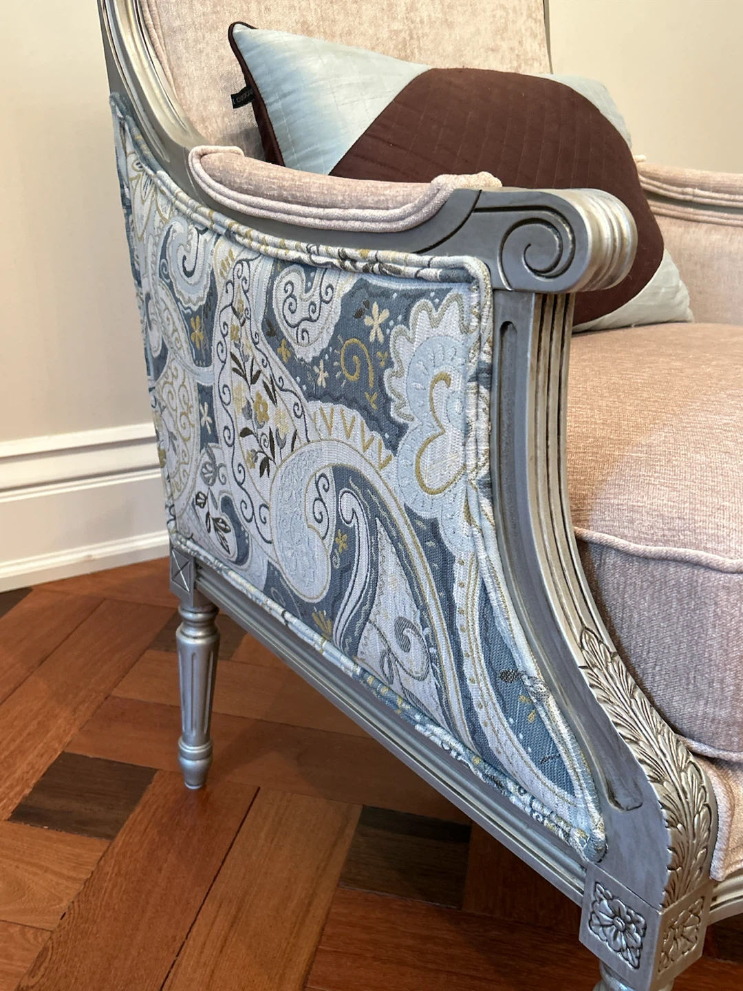 Pair of Louis XVI Style Armchairs with Paisley Upholstery - photo 3
