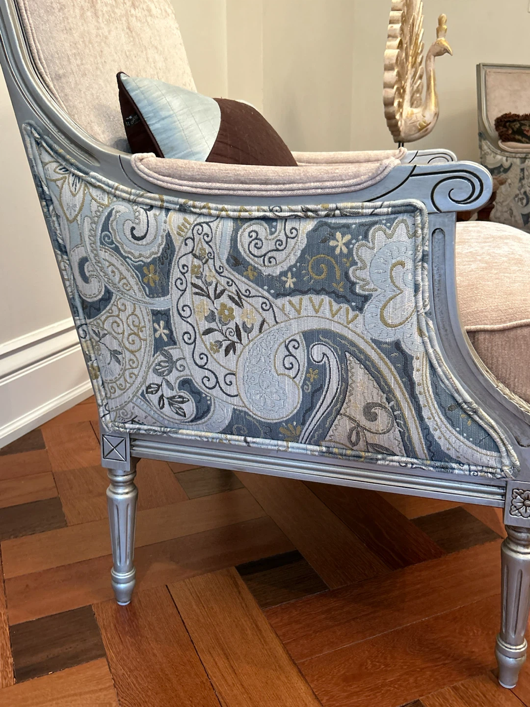Pair of Louis XVI Style Armchairs with Paisley Upholstery - photo 4