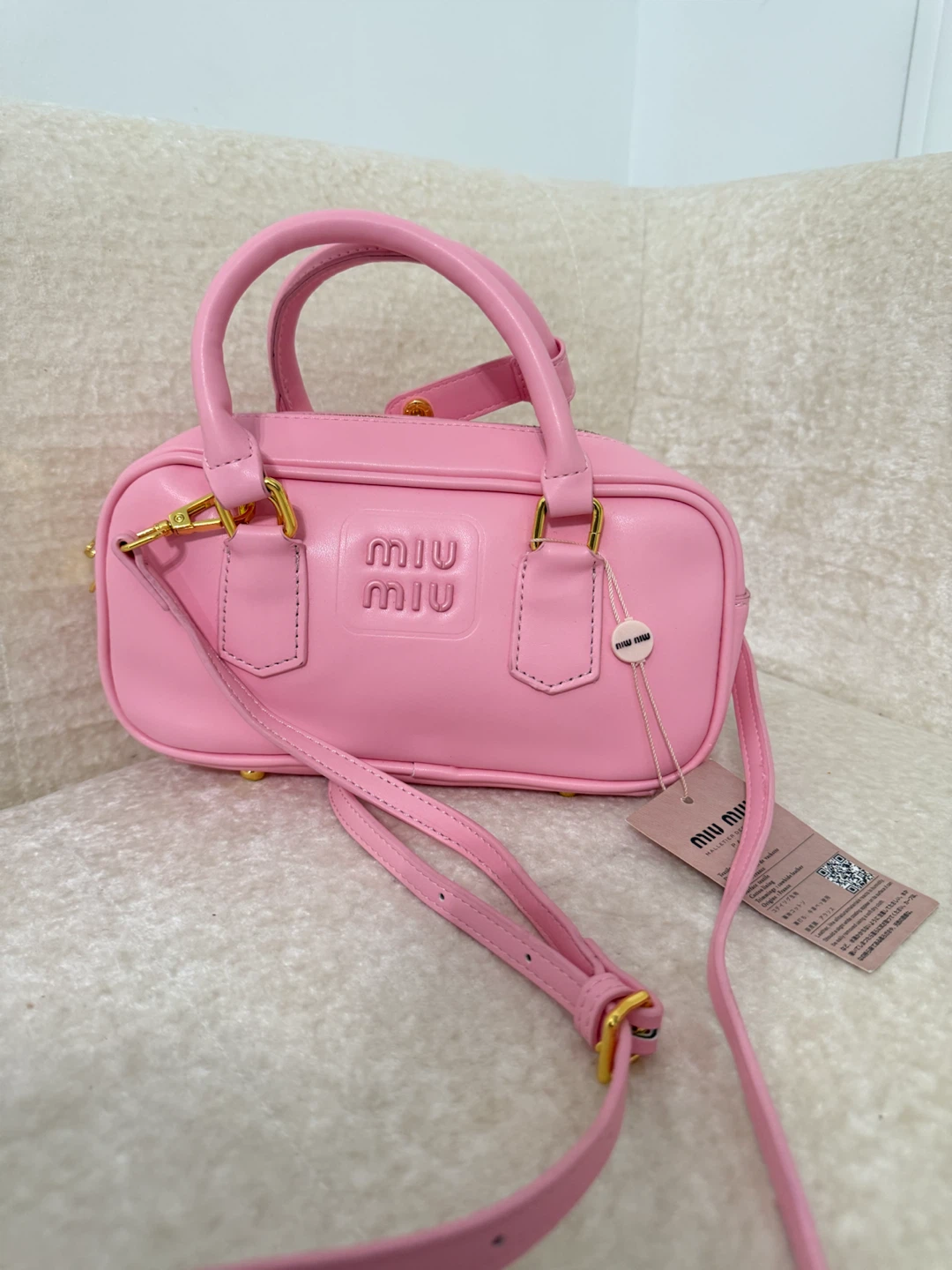 Luxury Pink Leather Satchel Bag
