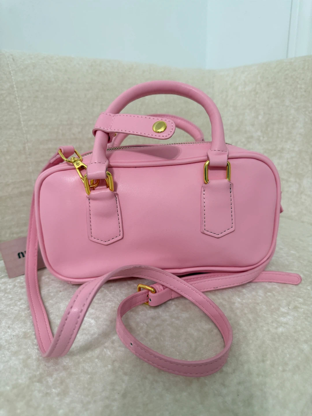 Luxury Pink Leather Satchel Bag - photo 3