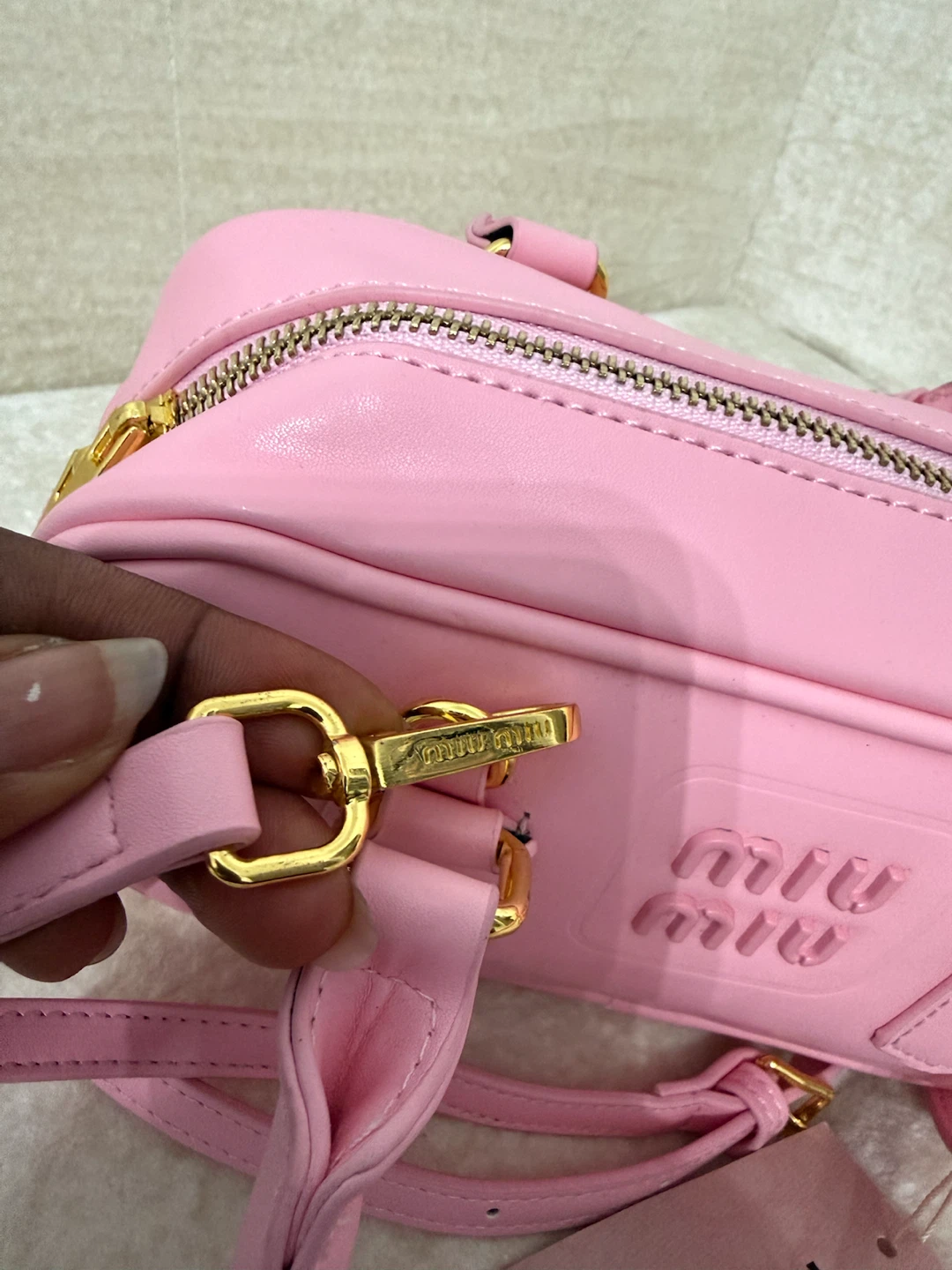 Luxury Pink Leather Satchel Bag - photo 4