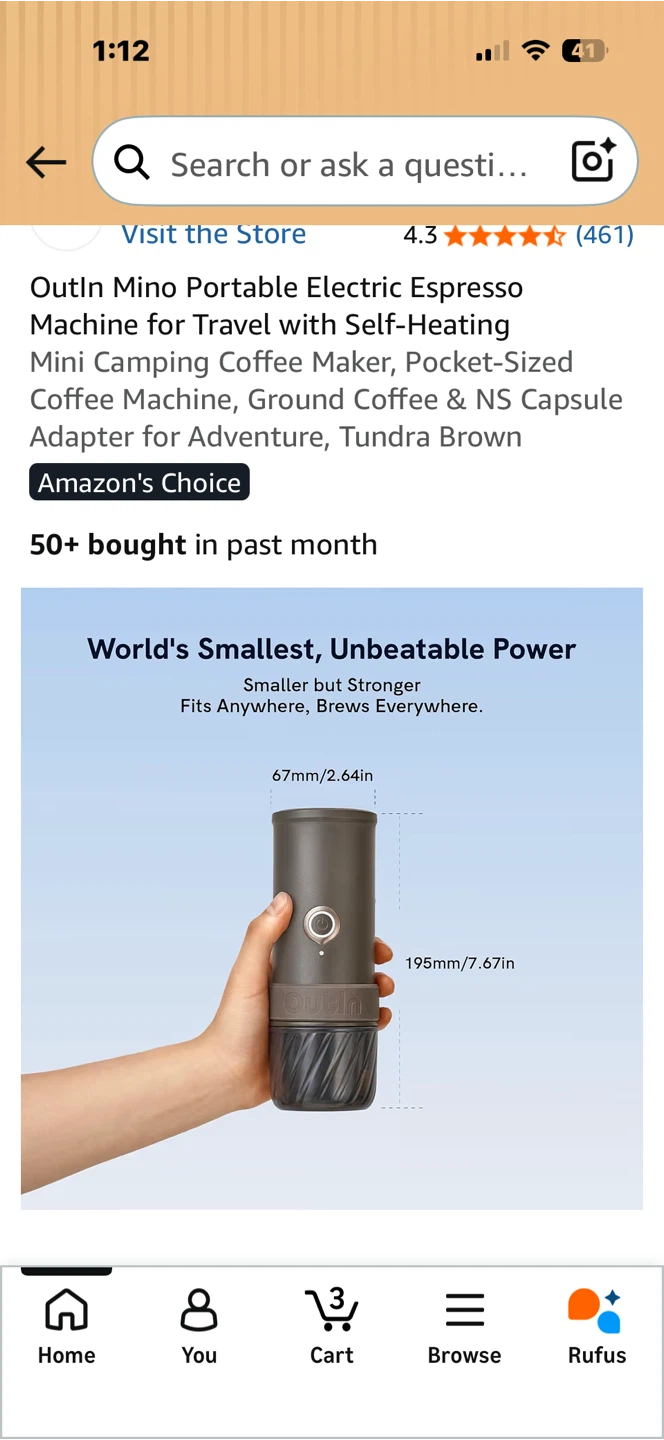 Outin Mino Portable Electric Espresso Machine - Tundra Brown - photo 3