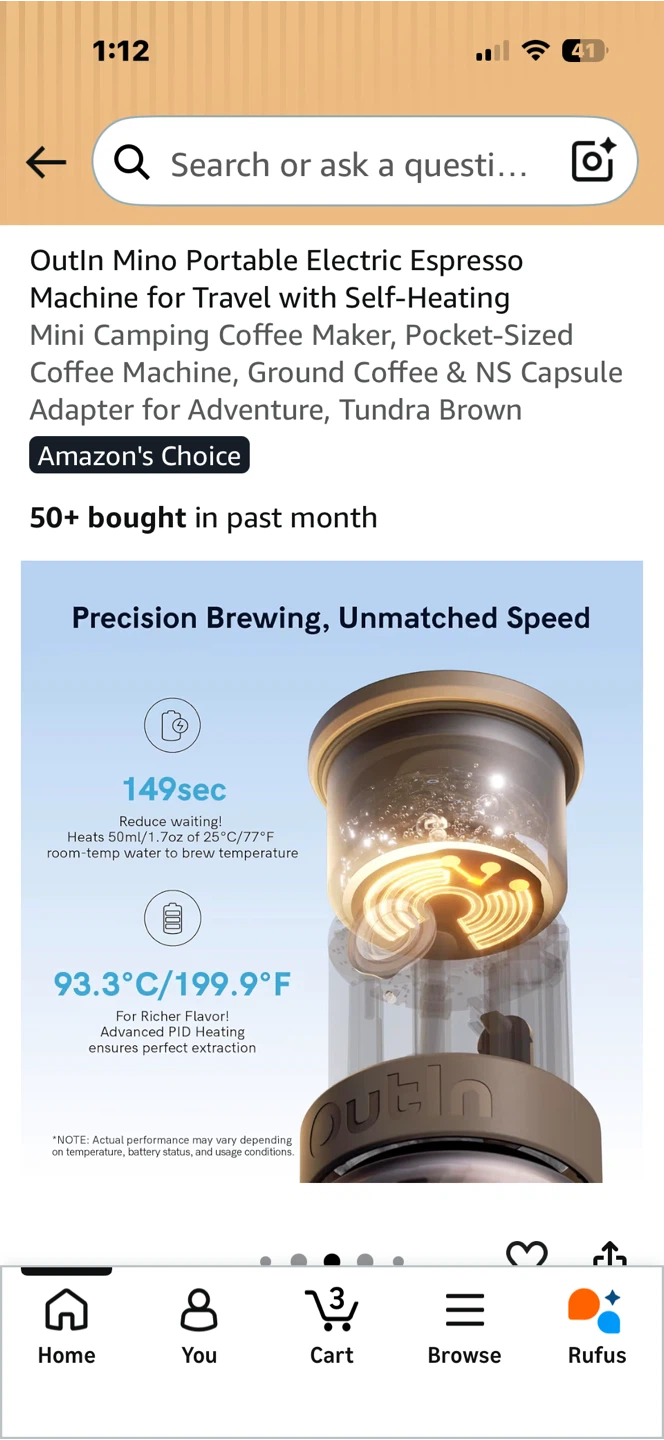 Outin Mino Portable Electric Espresso Machine - Tundra Brown - photo 5