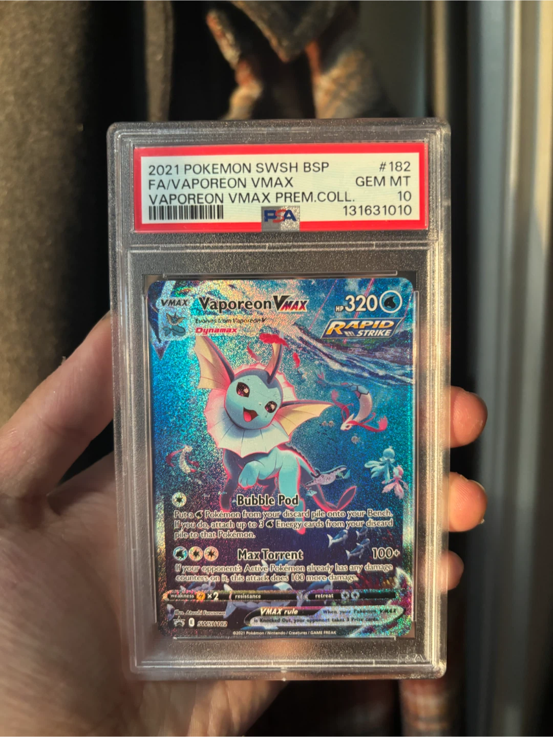 2021 Pokemon SWSH BSP Vaporeon VMAX FA PSA GEM MINT 10