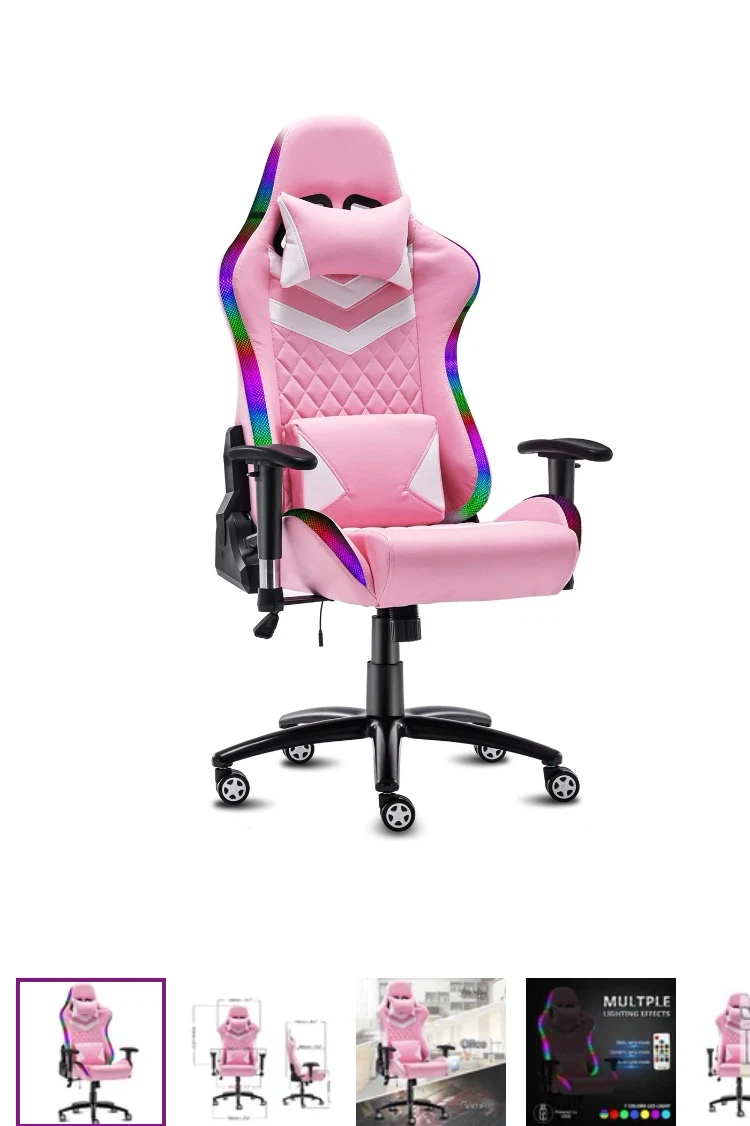 Pink Gaming Chair with RGB Lighting - photo 2