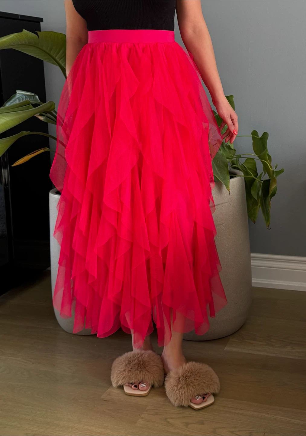 New Pink Ruffle Tulle Skirt
