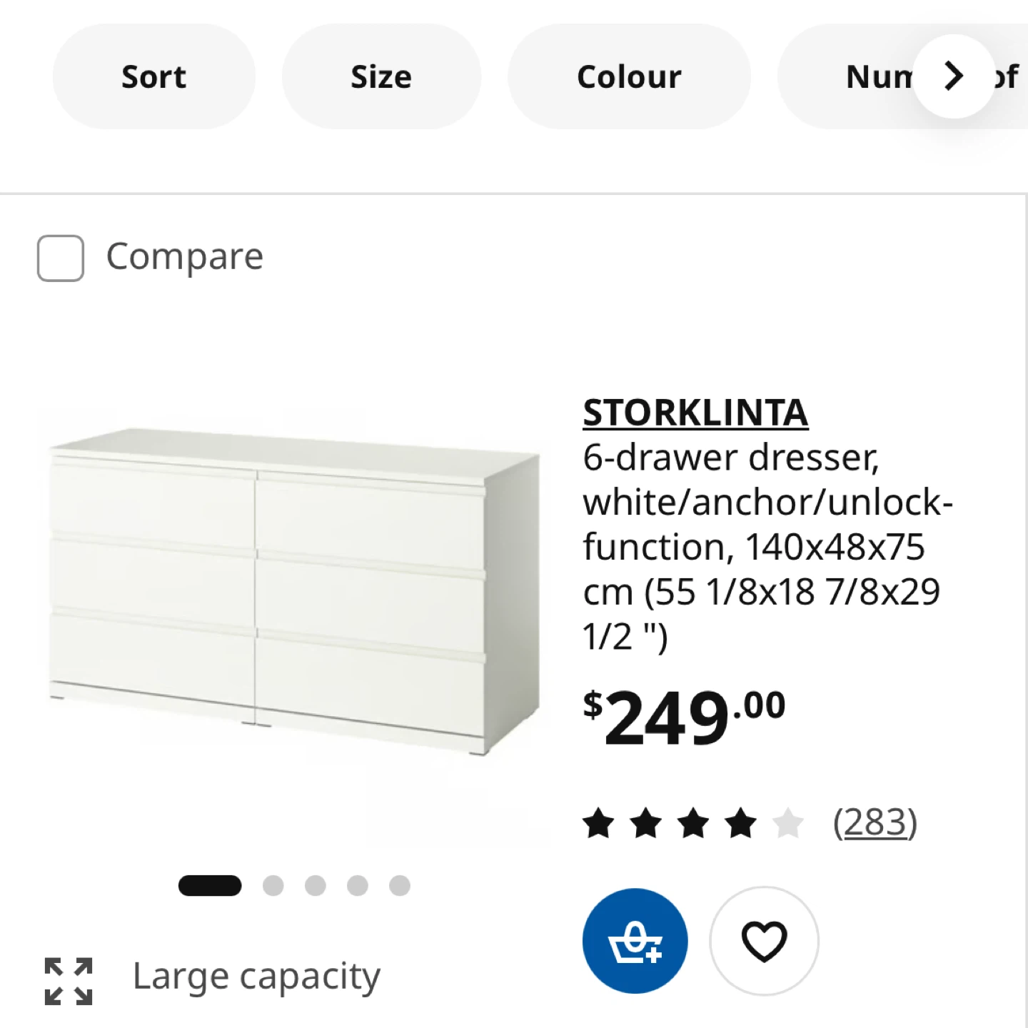 IKEA STORKLINTA 6-drawer dresser white - photo 2