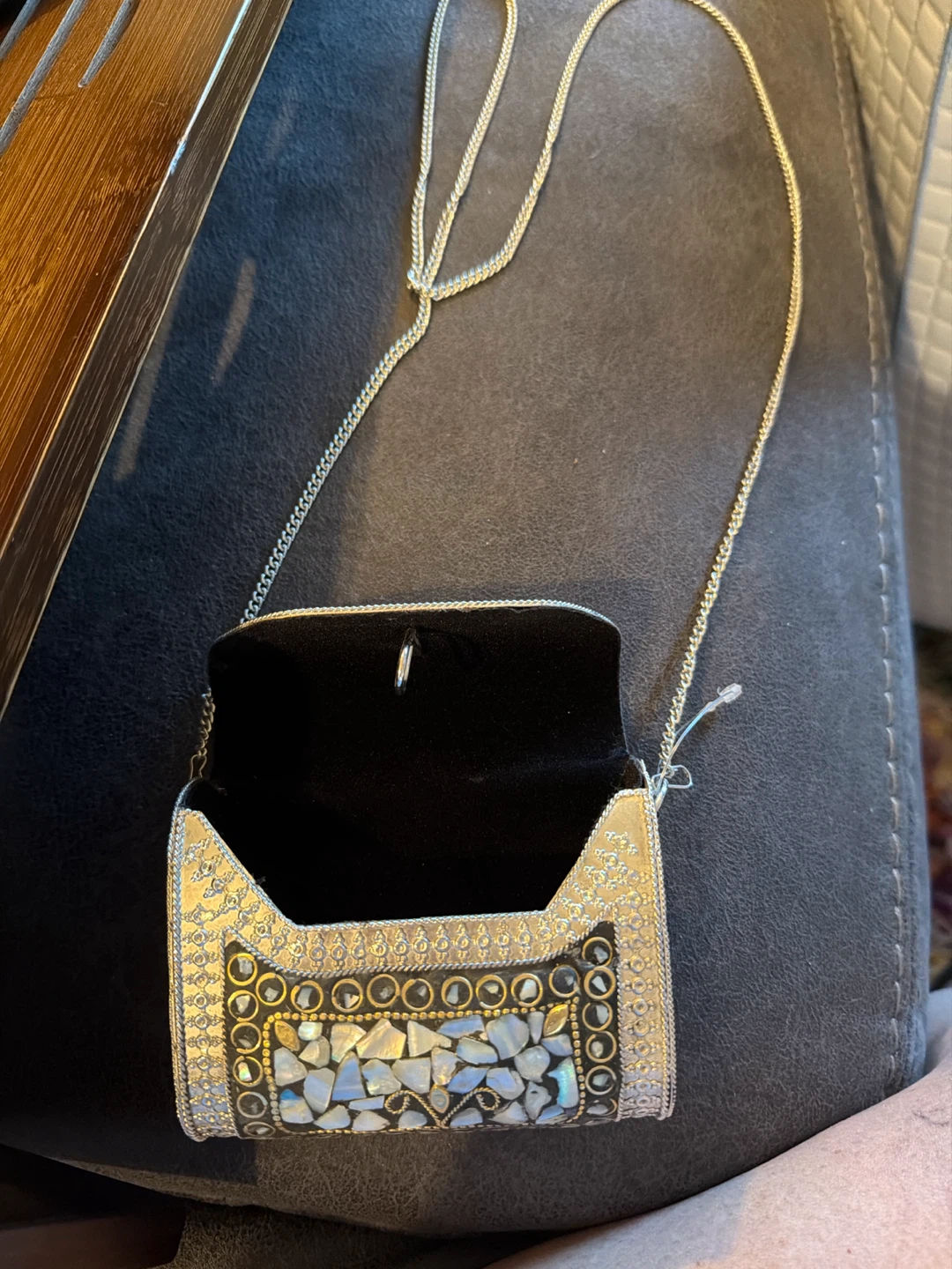 Karma Highway Embellished Clutch with Mother of Pearl Inlay - photo 3