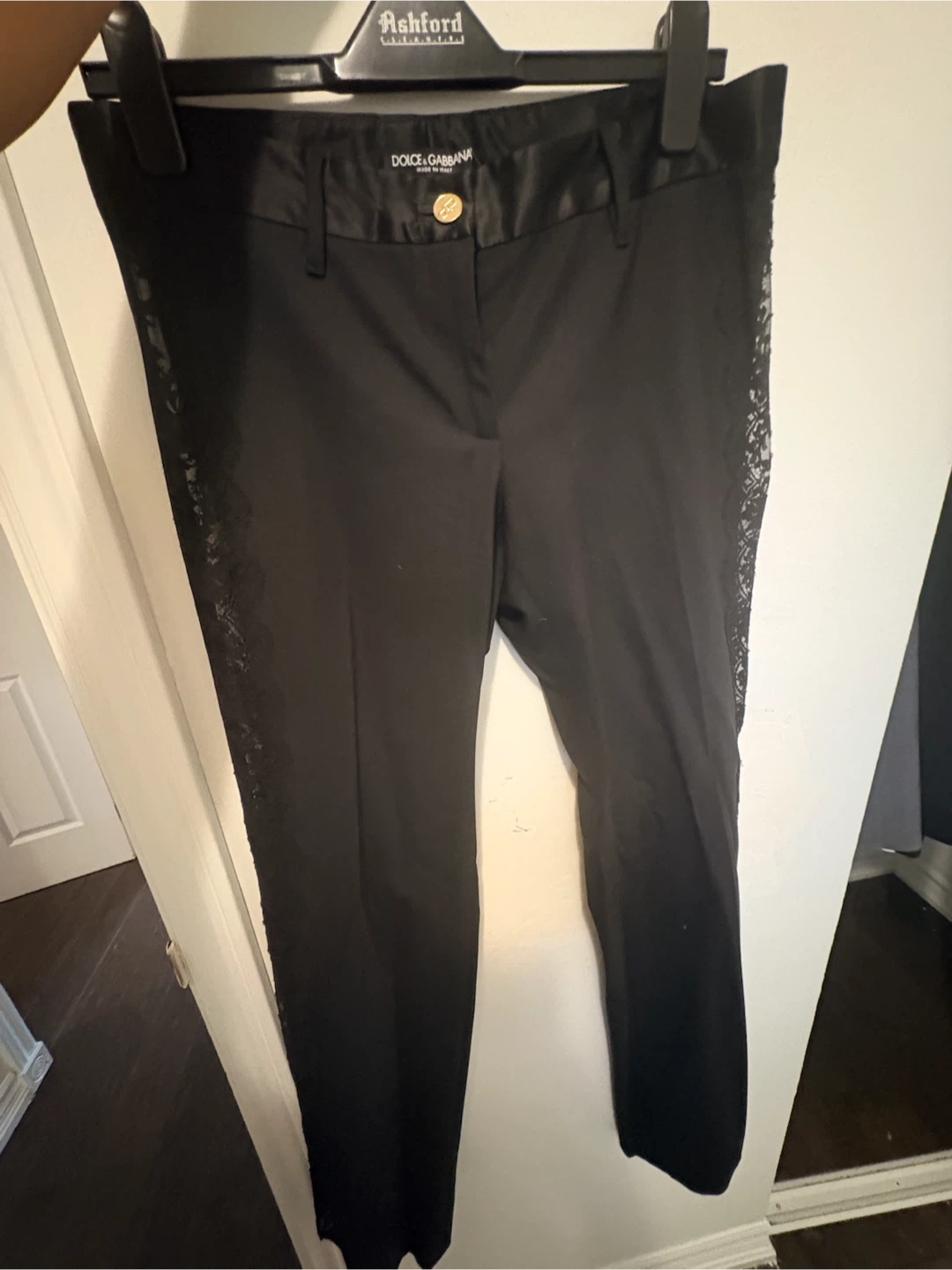 Dolce & Gabbana Black Lace Trim Pants Size 44
