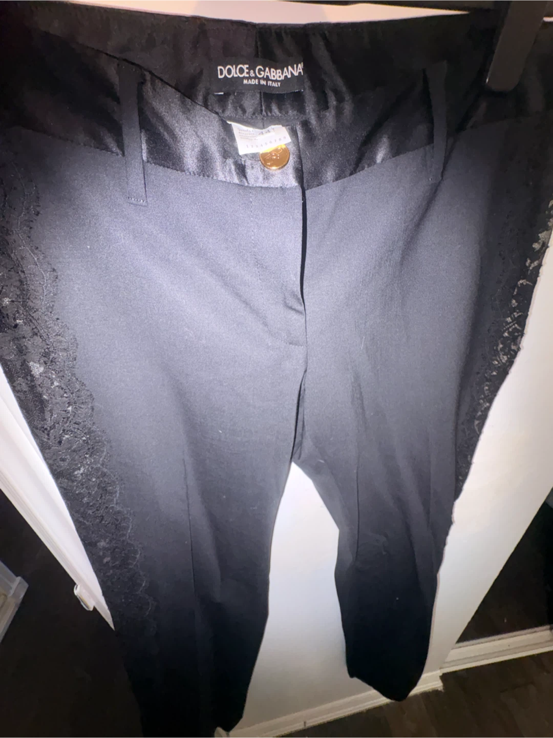 Dolce & Gabbana Black Lace Trim Pants Size 44 - photo 4