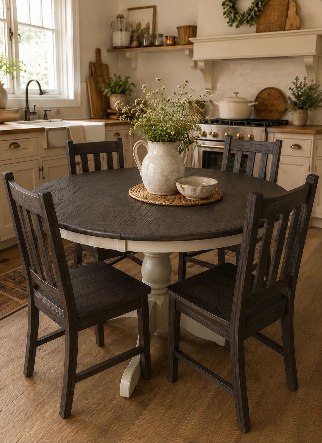 Refinished Farmhouse Style Kitchen Table -4 chairs