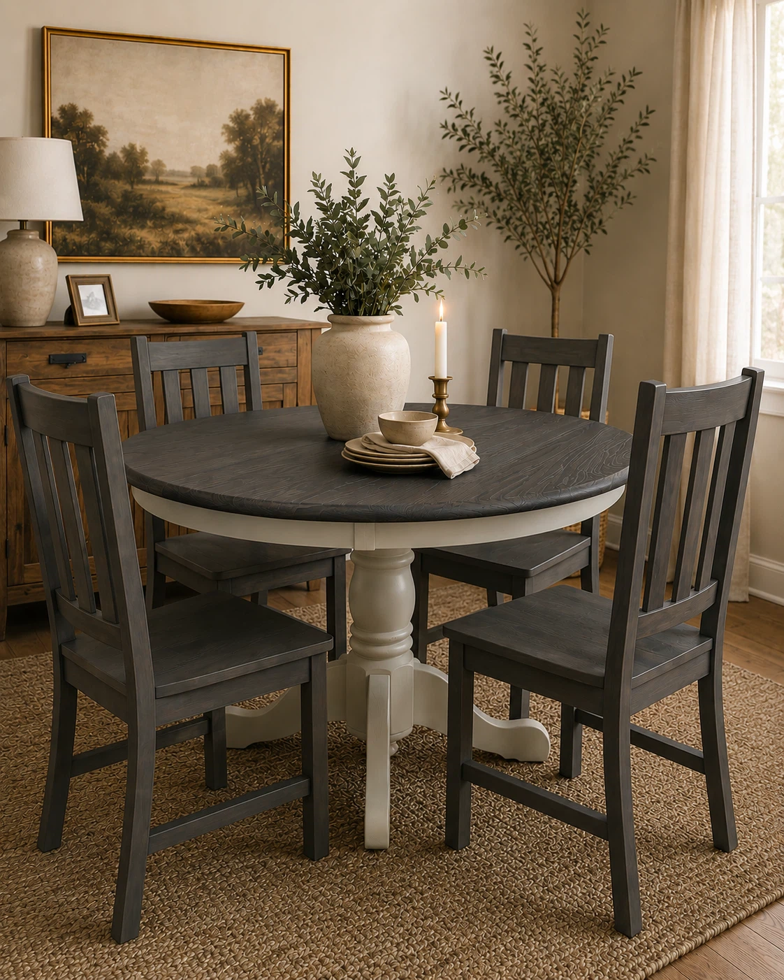Refinished Farmhouse Style Kitchen Table -4 chairs - photo 2