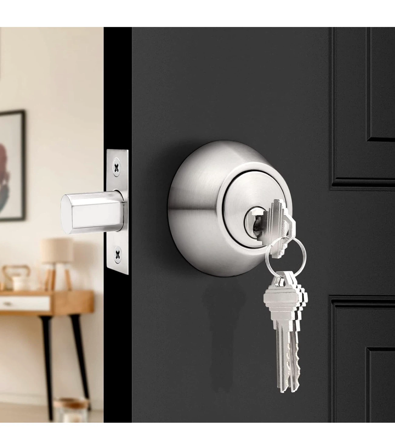 ProBrico Single Cylinder Deadbolt Lockset - Brushed Nickel - photo 4