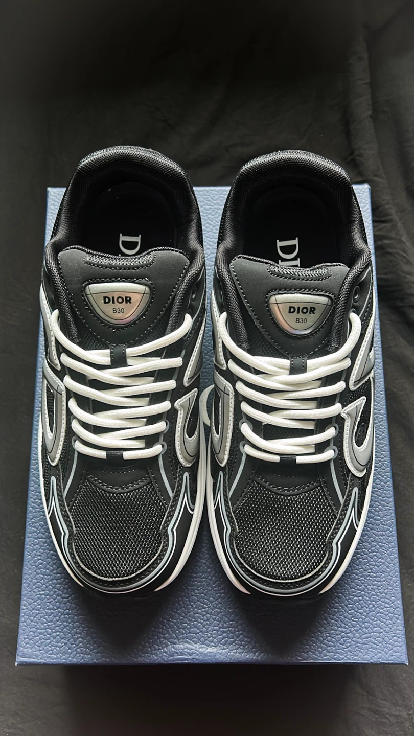Dior B30 Reflective Shoes (Black / White) Size 10