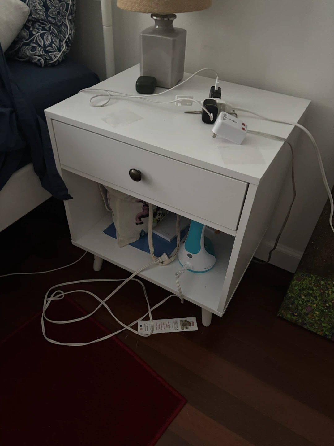 White Nightstand with Drawer