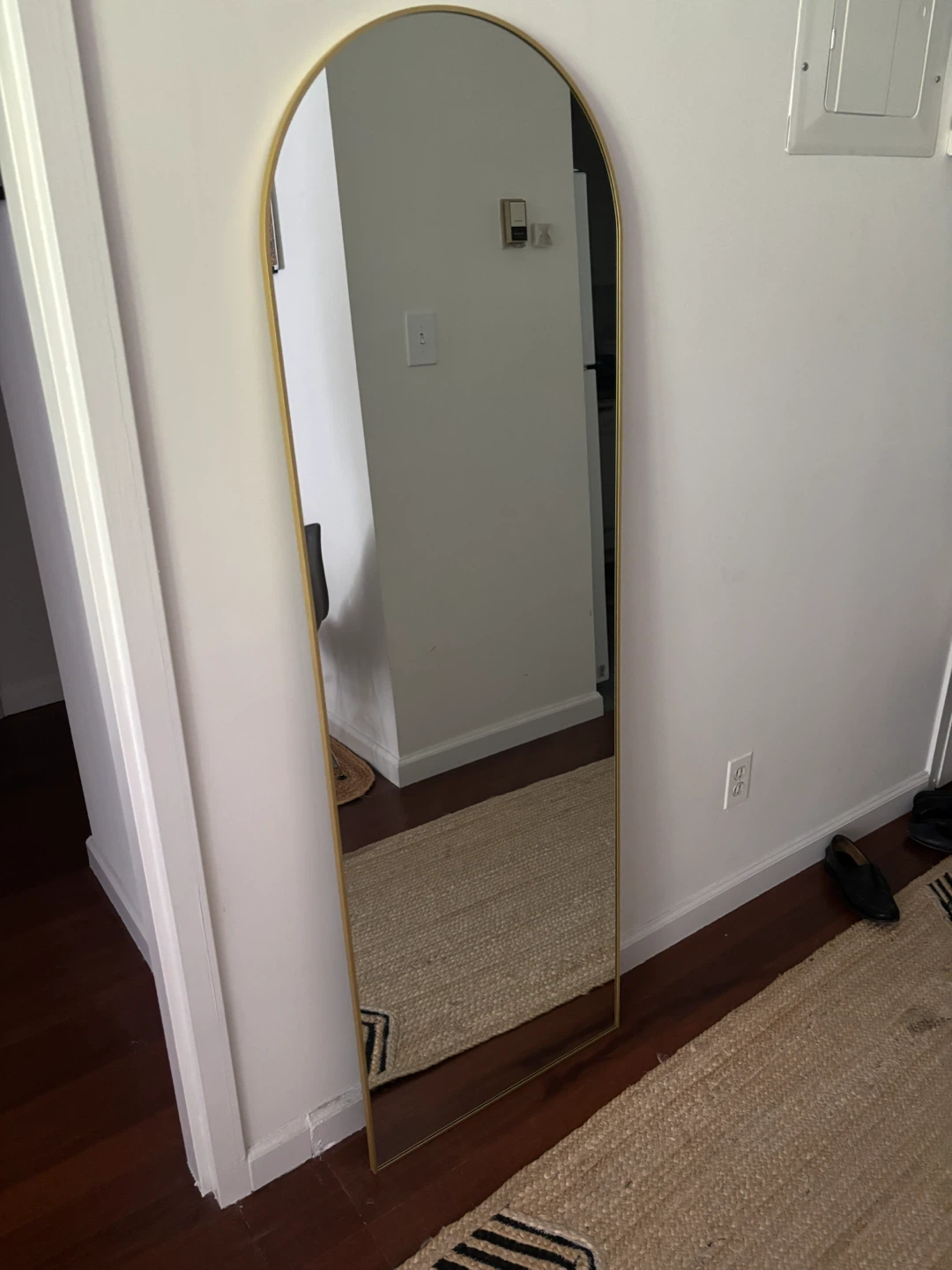 Arch Floor Mirror with Gold Frame